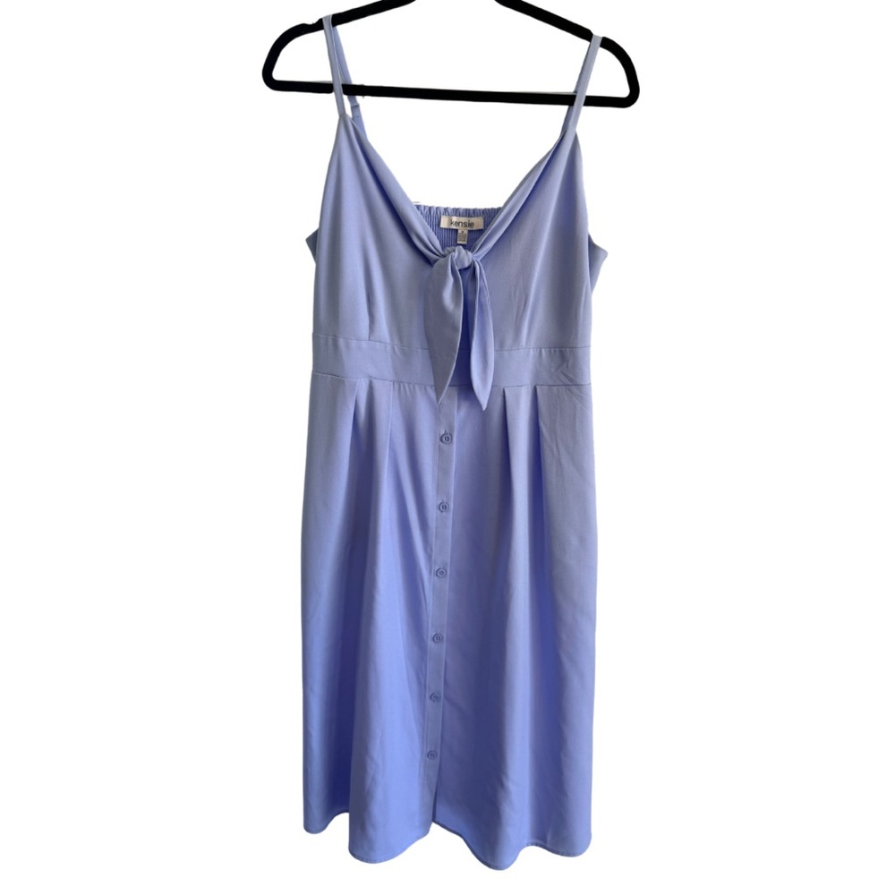 Kensie Light Blue Tie-Front Mini Dress